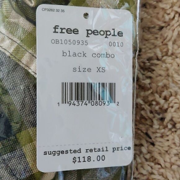 NEW $118 Free People Pacific Dawn Plaid Shirt XS Black - Picture 13 of 15